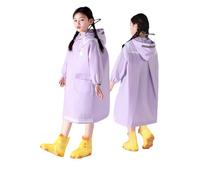 Generisch Ensemble de pluie 86 - Printemps, été et automne - Pour garçons et filles - Couleur unie - Boutonné - Poncho épais - Poncho - Taille S - Montre bracelet pour enfant, Violet clair, 12-14 ans