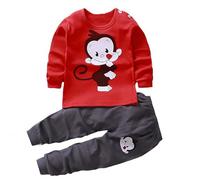 Generisch Ensemble de pyjama 2 pièces pour enfants garçons filles dinosaures animaux train tout-petit dessin animé vêtements de nuit vêtements d'automne, rouge, 6-12 mois