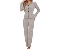Generisch Ensemble de pyjama 2 pièces pour femme en flanelle de coton pour l'automne et l'hiver - Manches longues - Confortable - Vêtement d'intérieur tendance - Peut également être porté comme