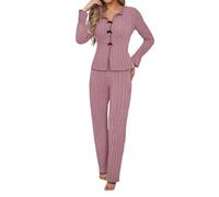 Generisch Ensemble de pyjama 2 pièces pour femme en flanelle de coton pour l'automne et l'hiver - Manches longues - Confortable - Vêtement d'intérieur tendance - Peut également être porté comme