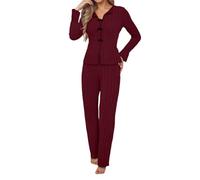 Generisch Ensemble de pyjama 2 pièces pour femme en flanelle de coton pour l'automne et l'hiver - Manches longues - Confortable - Vêtement d'intérieur tendance - Peut également être porté comme