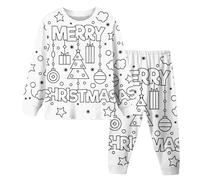 Generisch Ensemble de pyjama à manches longues pour garçon avec motifs créatifs Doodle pour des nuits confortables et des occasions spéciales telles que les vacances et les voyages de vacances avec