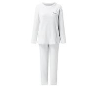 Generisch Ensemble de pyjama chaud pour femme en polaire douce comme vêtement de détente confortable en deux pièces avec coupe surdimensionnée, Blanc., taille unique