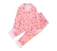 Generisch Ensemble de pyjama de Noël pour fille - Imprimé à manches longues - Chemise et pantalon - Deux ensembles, multicolore, 11T(150)