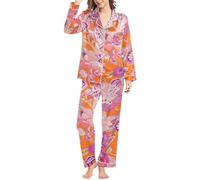 Generisch Ensemble de pyjama pour femme - Imprimé floral intégral - Pyjama avec taille élastique et haut à manches longues - Look décontracté pour la maison et le salon, Style_j01 Multicolore, S