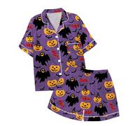Generisch Ensemble de pyjama pour fille - Doux et confortable - Col rabattable - Tenue d'Halloween - 2 à 13 ans - Dinosaure - Pour femme, lilas, 8-9 ans