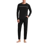 Generisch Ensemble de pyjama pour homme doux pour toutes les saisons avec chemise et pantalon comme vêtement d'intérieur confortable, Noir , S