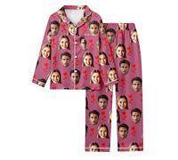 Generisch Ensemble de pyjama pour la Saint-Valentin à imprimer soi-même avec un design décontracté, coupe confortable pour des heures de détente à la maison, Rose, XXL