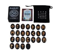 Generisch Ensemble de runes en bois, ensemble de runes de sorcière | Outils de divination d' avec manuel et sac de rangement - 25 runes en bois pour méditation, spiritualité, divertissement,