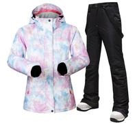 Generisch Ensemble de ski d'hiver pour femme - Parka à capuche imperméable et coupe-vent - Pantalon de ski - Deux pièces - Vêtements de sport respirants - Isolation thermique - Survêtement de sport