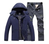 Generisch Ensemble de ski pour hommes 2 pièces Ensemble de snowboard coupe-vent avec capuche imperméable Vêtement de ski pour hommes Costume thermique de ski Veste et pantalon de ski pour l'hiver, XXL