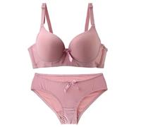 Generisch Ensemble de sous-vêtements 2 pièces pour femme, soutien-gorge rembourré confortable avec coupe normale et culotte, bralette sans armatures, porte-jarretelles en dentelle, rouge, 95B