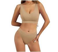 Generisch Ensemble de sous-vêtements pour femmes Sous-vêtements froncés Femmes Grande poitrine Affichage Petit soutien-gorge de sport résistant aux chocs Grand U Dos ouvert Beauté Débardeur Ensemble