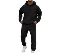 Generisch Ensemble de sous-vêtements pour homme avec sweat à capuche, tenue décontractée de rue avec poches pour un usage quotidien, mode confortable pour l'automne et l'hiver, Noir , M