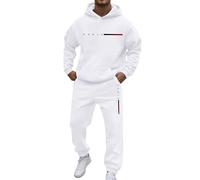 Generisch Ensemble de sous-vêtements pour homme avec sweat-shirt et pantalon à capuche, tenue décontractée de rue avec poches pour un usage quotidien, confortable pour l'automne et l'hiver, Blanc., L
