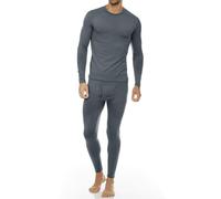 Generisch Ensemble de sous-vêtements thermiques pour homme, couleur unie, doublés en polaire, composé d'une longue chemise et d'un pantalon doublés en polaire., gris, L