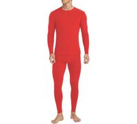 Generisch Ensemble de sous-vêtements thermiques pour homme, couleur unie, doublés en polaire, ensemble de sous-vêtement thermique pour homme par temps froid, rouge, M