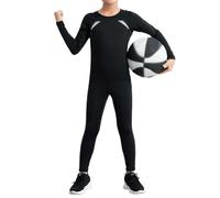 Generisch Ensemble de sport de compression pour enfant composé d'un t-shirt fonctionnel et d'un legging - Sous-vêtements de sport 2 pièces pour garçon - Ensemble de couche de base respirant, Style_l01