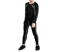 Generisch Ensemble de sport de compression pour enfant composé d'un t-shirt fonctionnel et d'un legging - Sous-vêtements de sport 2 pièces pour garçon - Ensemble de couche de base respirante