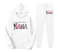 Generisch Ensemble de sweat à capuche pour femme - Tenue de sport décontractée avec cordon de serrage - Vêtement de loisirs confortable, Blanc., XL