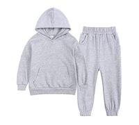 Generisch Ensemble de sweat-shirts à capuche pour enfant et bébé fille garçon printemps hiver solide à manches longues, gris, 12-13 ans