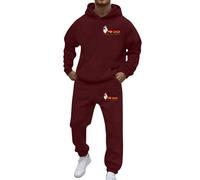 Generisch Ensemble de sweats à capuche pour homme avec lettres imprimées, coupe ample, design confortable, style européen, mode masculine tendance, Bordeaux, XL