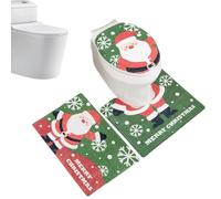 Generisch Ensemble de tapis de salle de bain de Noël - Couvercle de toilettes de Noël en forme de U - Tapis de sol antidérapant pour maison, appartement, hôtel, auberge, maison de vacances, vacances