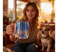 Generisch - Ensemble de tasses à café - Design de cœur 3D, verres à boire, tasses, dégradé de rose | avec dégradé de cœur 3D | Tasse en verre de 400 ml pour boissons chaudes | pour voyage, Noël