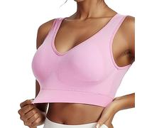 Generisch Ensemble de tenue de pole dance - Soutien-gorge de sport sans coutures - Pour femme - Avec coussinets amovibles, Rose, M