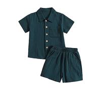 Generisch Ensemble de tenues et ensemble pour bébé de 1 mois en coton et lin - Col montant - Haut et short d'extérieur - Décontracté - Cadeau pour bébé, b, 3-4 ans