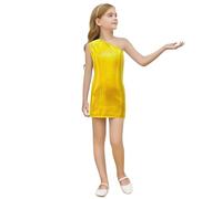 Generisch Ensemble de vêtements de danse à paillettes pour fille - Haut de danse sans manches + jupe de danse hip hop - Jazz - Robe sans manches à épaules dénudées - Jupe midi pour carnaval et fête