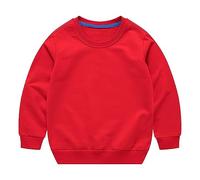 Generisch Ensemble de vêtements pour garçon de 1 an - Pull uni à manches longues avec col rond pour nouveau-né et fille - Sweat à capuche pour bébé garçon, rouge, 6-12 mois