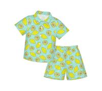 Generisch Ensemble décontracté pour garçon avec chemise à manches courtes et short au design tendance, idéal pour le quotidien, l'école, convient pour les enfants de deux à treize ans, vert, 10-11 ans