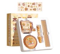 Generisch Ensemble d'écriture Mignon, Fournitures Scolaires Mignonnes avec Motifs de Dessin animé pour Filles, avec Taille-Crayon, Mini aspirateur, Gomme et Crayons pour , Filles, Adolescents