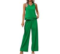 Generisch Ensemble deux couches pour femme avec gilet élégant et pantalon long pour des tenues de vacances élégantes et des occasions spéciales, vert, S