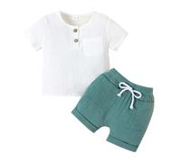 Generisch Ensemble deux pièces composé d'un t-shirt à manches courtes et d'un short pour filles, nourrissons et dans un t-shirt multicolore à manches courtes et short pour bébé vêtements festifs, vert