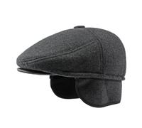 Generisch Ensemble écharpe pour homme automne et hiver oreilles chaudes casquette de langue britannique rétro béret forward casquette bonnet tricoté femme, gris, M