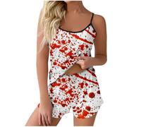 Generisch Ensemble pyjama 2 pièces pour femme - En coton - Manches longues - Pour Halloween, Pyjama B3 gris clair, XXL