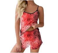 Generisch Ensemble pyjama 2 pièces pour femme - En coton - Manches longues - Pour Halloween, Pyjama B5 rouge, XL