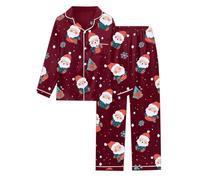 Generisch Ensemble pyjama à manches longues pour femme avec imprimé pour des nuits confortables, des soirées décontractées à la maison comme pyjama confortable, Bordeaux, XXL