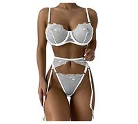 Generisch Ensemble pyjama avec anneau en acier élégant comme vêtement de nuit séduisant pour femme pour un confort particulier, Blanc., L