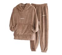 Generisch Ensemble pyjama en flanelle pour homme et femme - Pyjama moelleux - Pull à capuche - Pantalon de pyjama pour couple - Ensemble de pyjama d'hiver en polaire - Pantalon de jogging - Deux