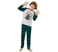Generisch Ensemble pyjama familial assorti à manches longues avec motif imprimé festif - Vêtement de nuit confortable pour les parents et les enfants - Motif de Noël - Look de vacances, vert, 13-14