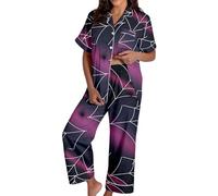 Generisch Ensemble pyjama long pour femme Spooky Cat Everyday is Halloween - Blanc - Flanelle brillante - Citrouille sombre - Spooky Pjs - Ensemble pyjama d'Halloween pour femme, Pyjama B1 violet