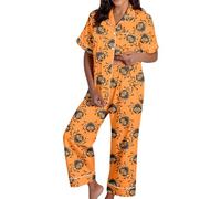 Generisch Ensemble pyjama long pour femme Spooky Cat Everyday is Halloween - Blanc - Flanelle brillante - Citrouille sombre - Spooky Pjs - Ensemble pyjama d'Halloween pour femme, Pyjama B3 - Orange, M