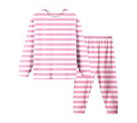 Generisch Ensemble pyjama tricoté pour enfant - Pyjama à manches longues avec pantalon long - Tissu doux - Vêtement de nuit confortable pour fille, Rose, 5 ans