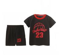 Generisch Ensemble short de sport pour enfant garçon - Survêtement 2 pièces - Débardeur de performance de basket-ball et short en maille - Séchage rapide (1 à 12 ans), Noir , 9-10 ans