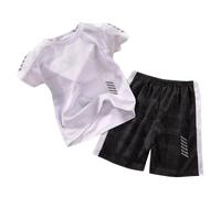 Generisch Ensemble short de sport pour enfants garçons et filles - Survêtement à séchage rapide - 2 pièces - Débardeur de performance de basket-ball et short en maille, Blanc., 2-3 ans
