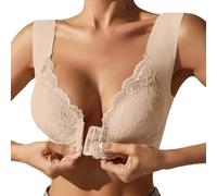 Generisch Ensemble soutien-gorge sans fil grande taille avec fermeture avant qui rend les gros seins plus petits - Sous-vêtements respirants pour femme avec rembourrage, beige, 9XL
