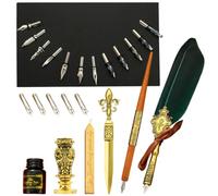 Generisch Ensemble stylo plume et encre | Kit de calligraphie vintage | Kit d'encre de stylo comprend une encre trempée, des pointes de rechange, un outil d'enveloppe, un cadeau romantique vintage